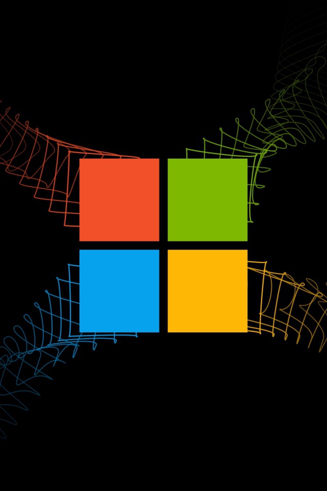 Разноцветный значок Windows на черном фоне