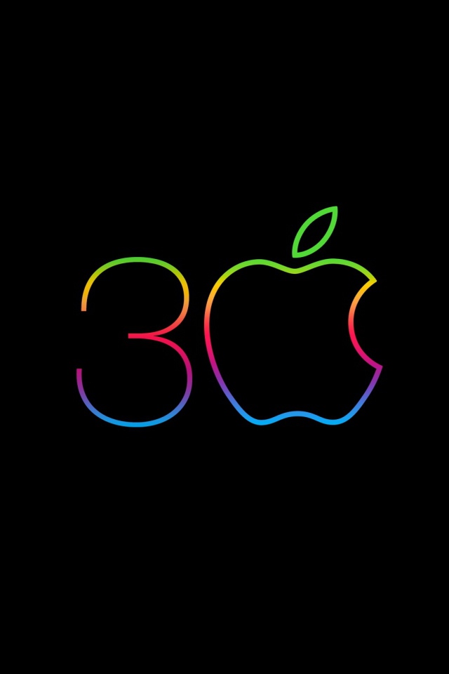 Неоновый значок apple на черном фоне 