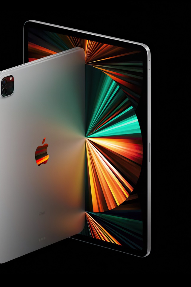 Тонкий  iPad Pro 2021 года на черном фоне