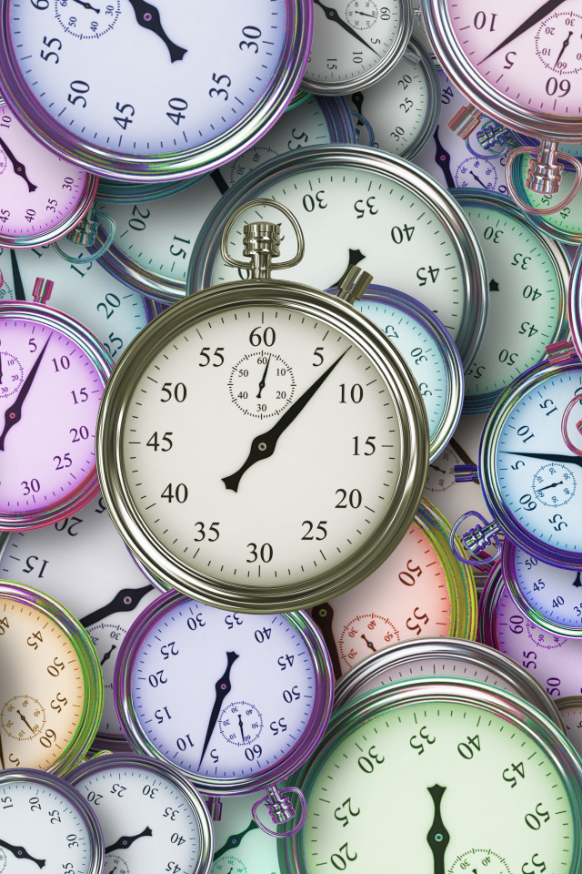 Много секундомеров крупным планом