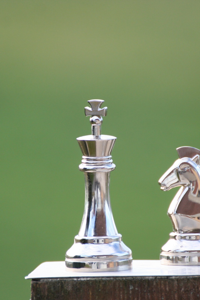 Металлические шахматные фигуры крупным планом