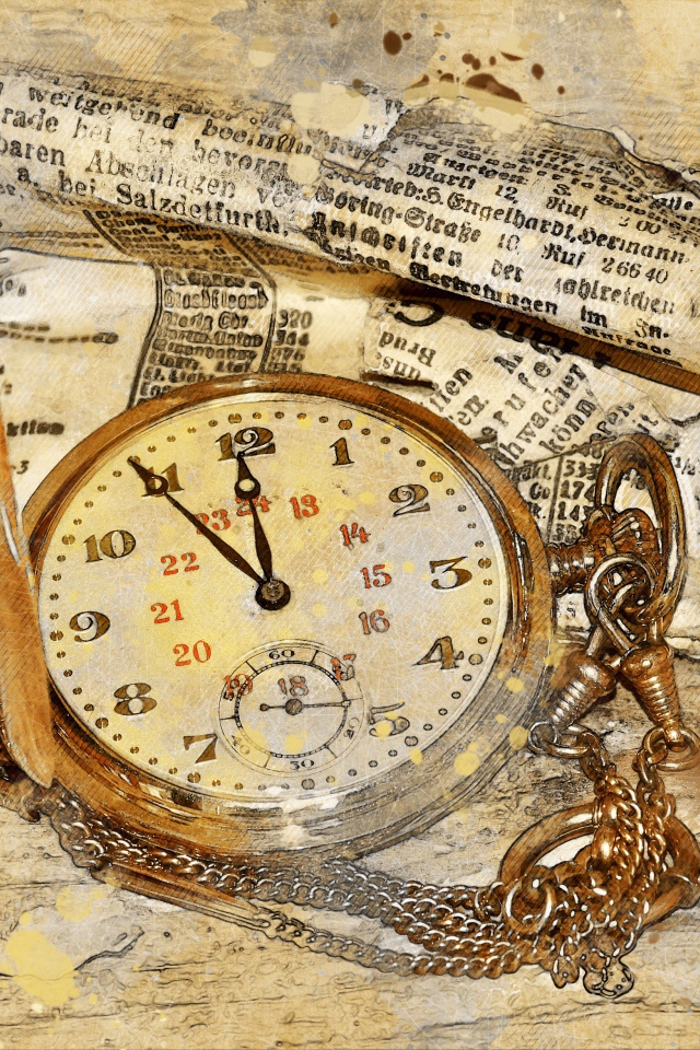 Карманные часы со старой бумагой