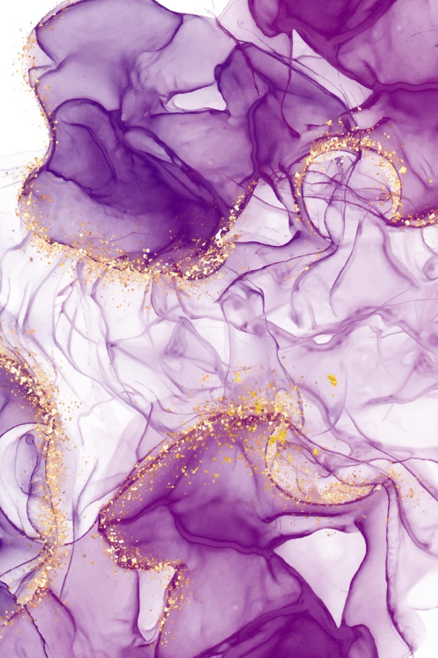 Фиолетовый дым с блестками на белом фоне 