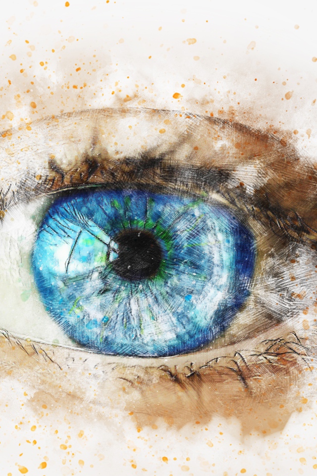 Нарисованный голубой глаз на белом фоне