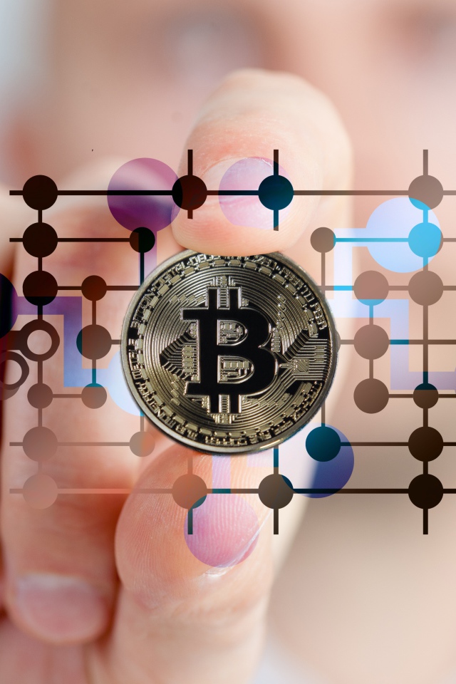 Монета биткоин в схеме 