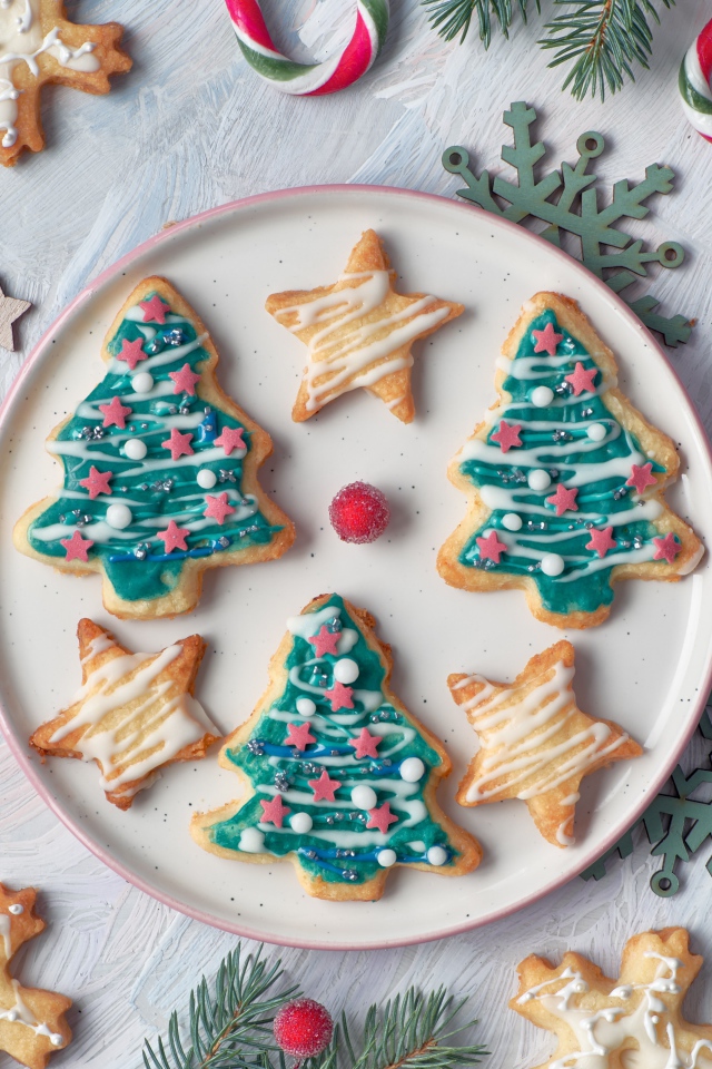 Песочное печенье елочки и звездочки на новый год 