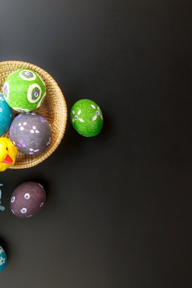 Разноцветные яйца с цветами гортензии шаблон для открытки