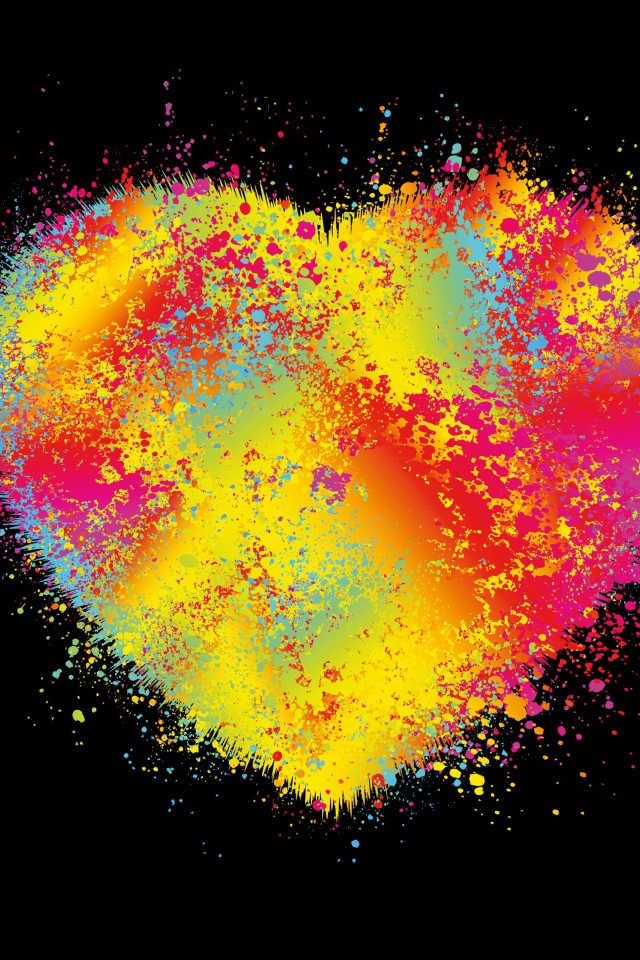 Colorful multicolored heart on black background