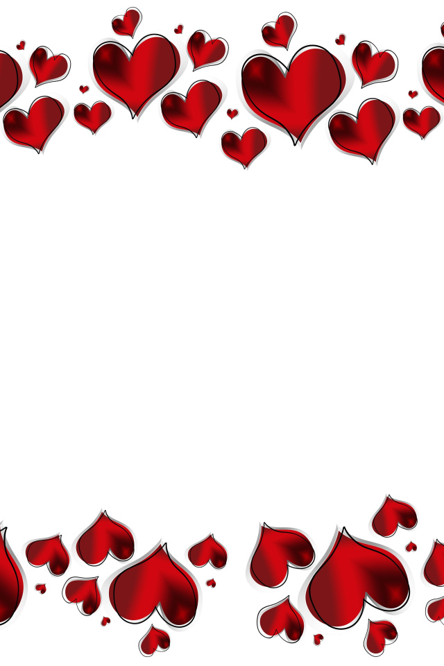 Много красных сердечек на белом фоне 