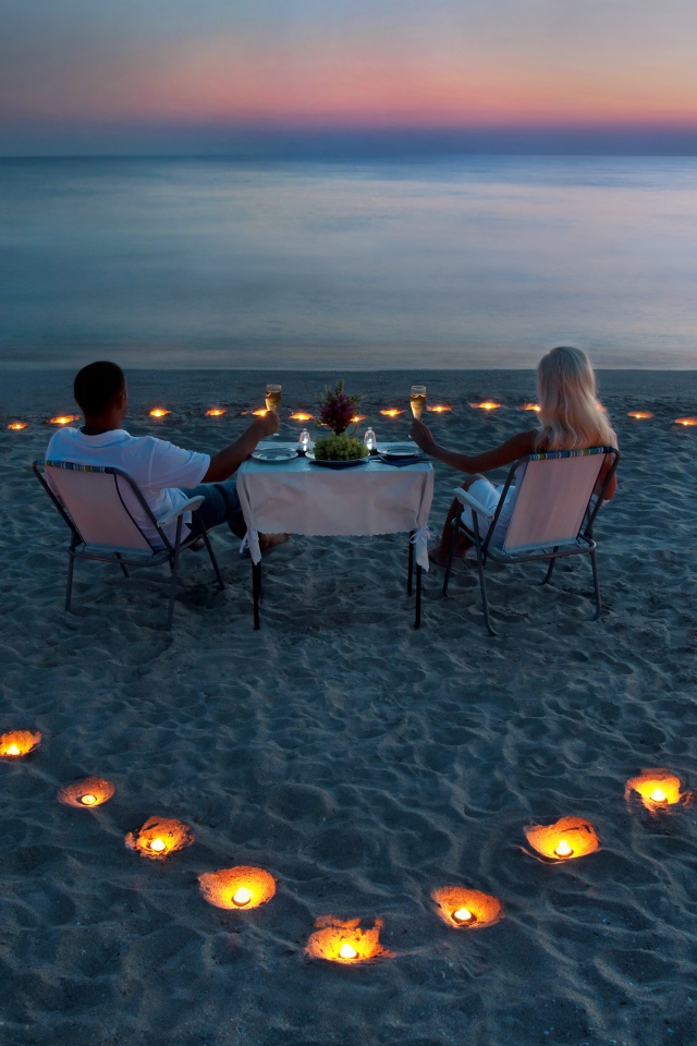 Romantic dinner by the sea