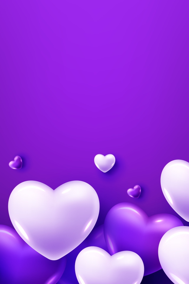 Белые сердечки на фиолетовом фоне