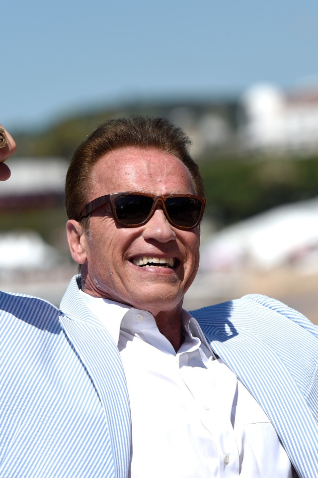 Актер Арнольд Шварценеггер в черных очках