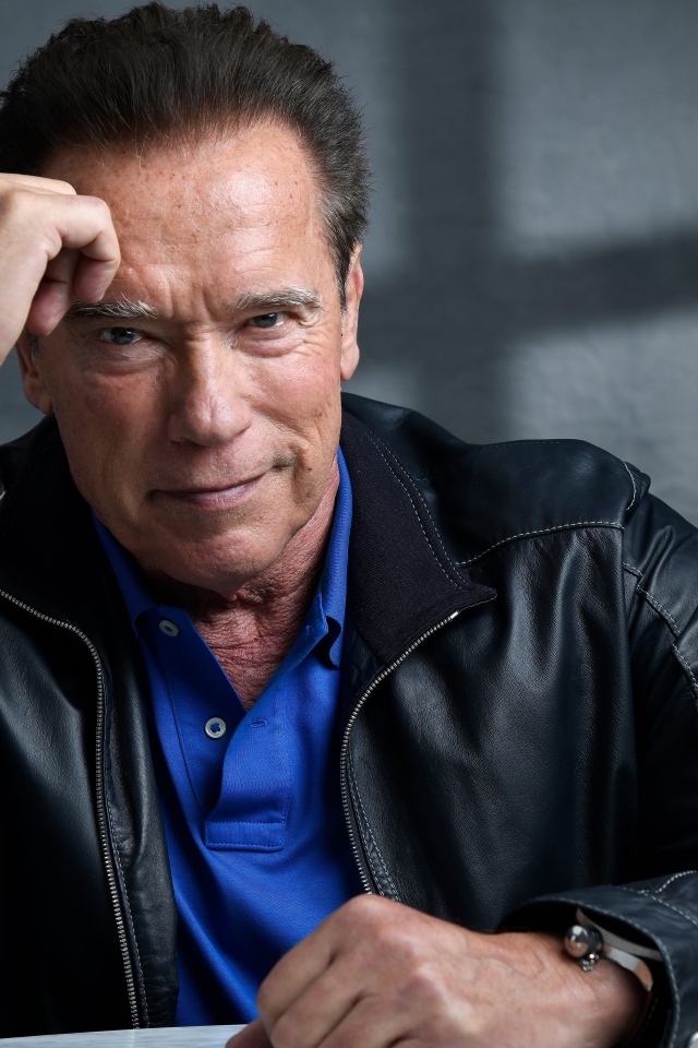 Легендарный актер Арнольд Шварценеггер в черной куртке