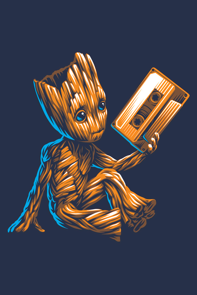 Маленький Грут с кассетой в руке