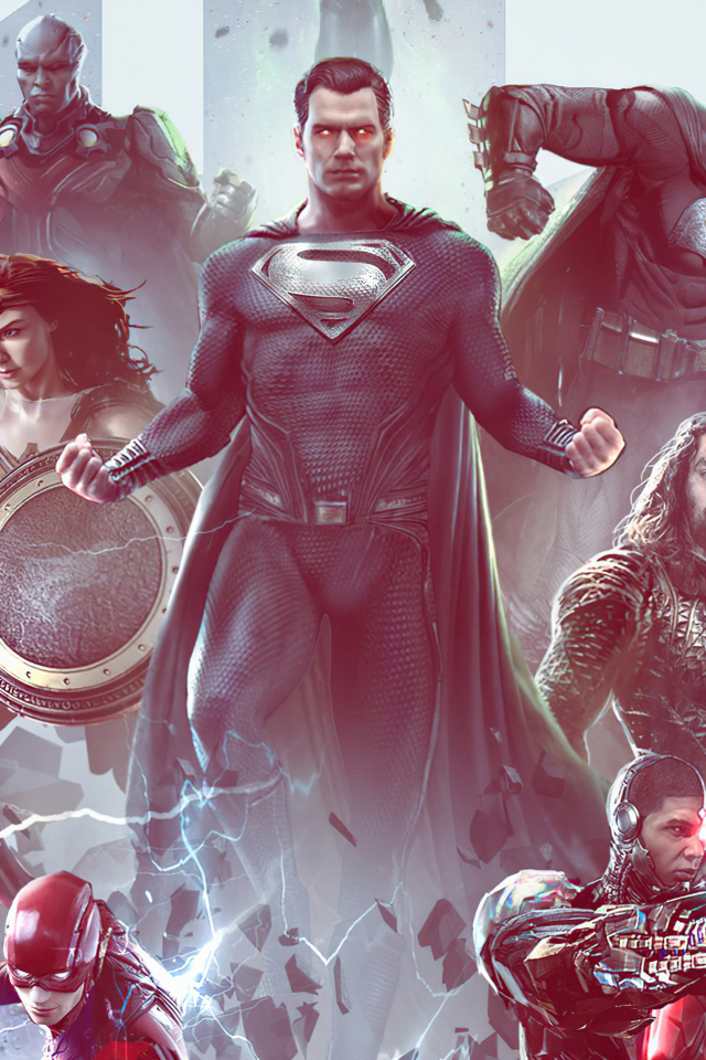 Постер с главными героями Лига справедливости Зака Снайдера, 2021