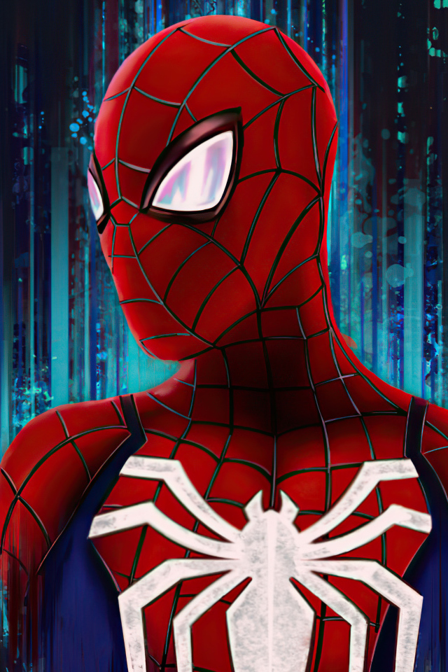 Человек паук на синем фоне крупным планом