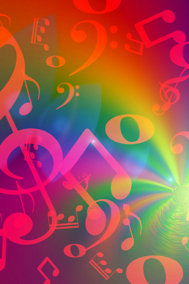 Яркие красные ноты в радужном свечении 