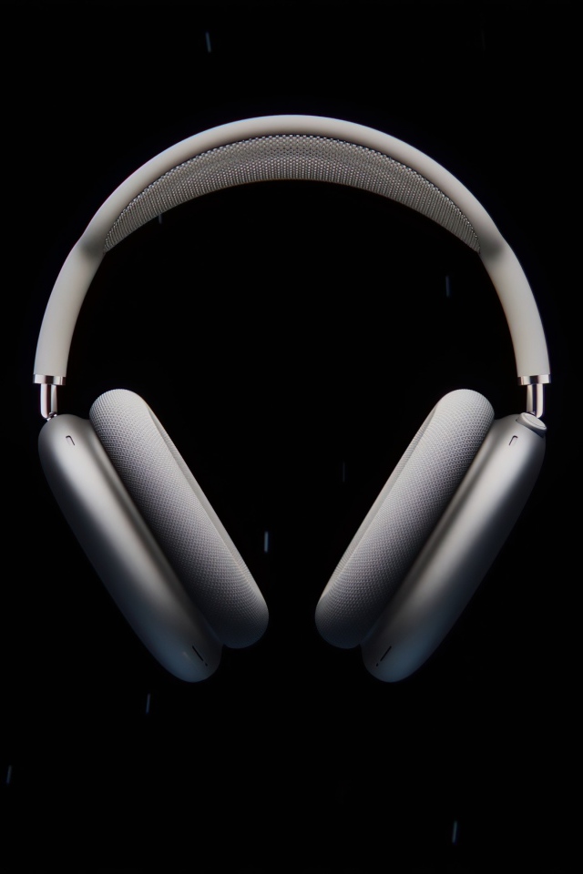 Серые наушники  AirPods Max на черном фоне