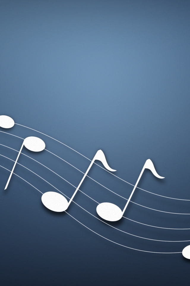 Белый нотный ряд на синем фоне