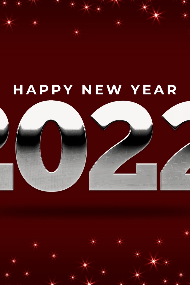 Серебряные цифры 2022 на красном фоне 