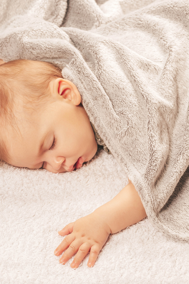 Грудной спящий ребенок под одеялом 