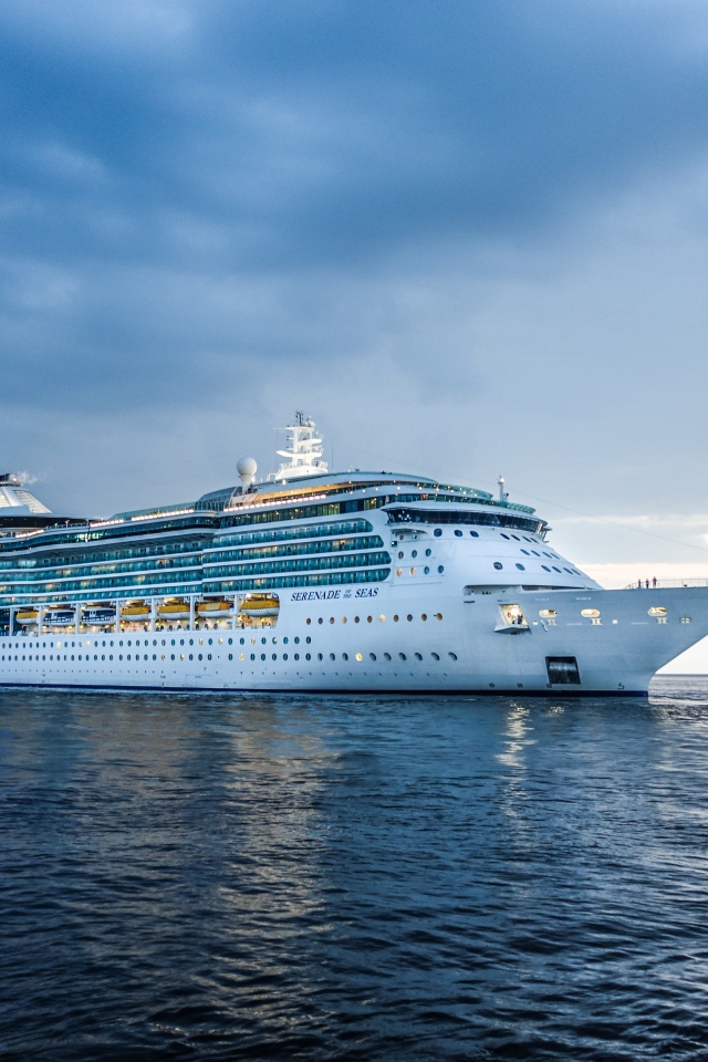 Большой круизный лайнер Serenade of the Seas в море 