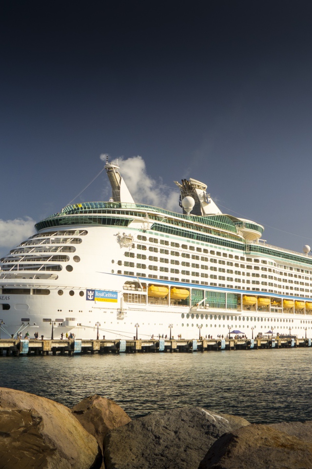 Большой круизный лайнер в море 