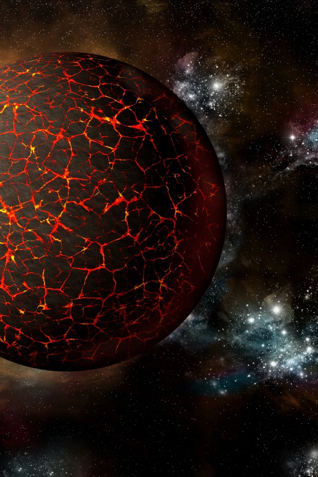 Большая раскаленная планета в космосе 