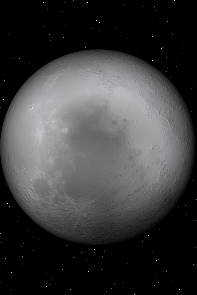 Большая белая луна в черном звездном небе