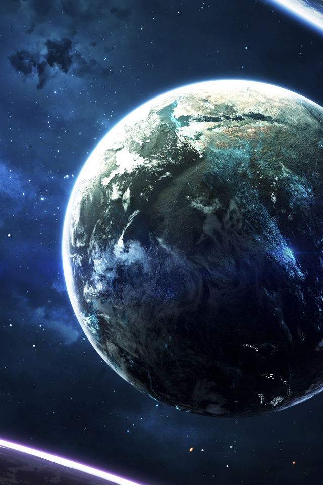 Синяя планета в бескрайнем космосе
