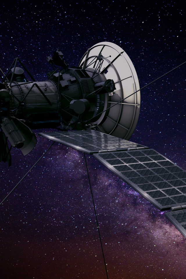 Космическая станция пролетает над планетой