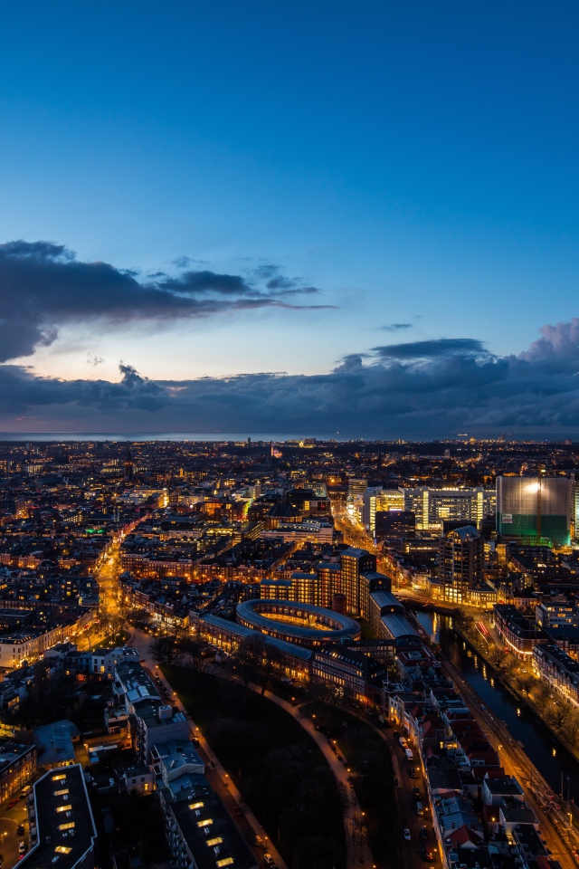 Красивый вид на ночной Сингапур, Азия