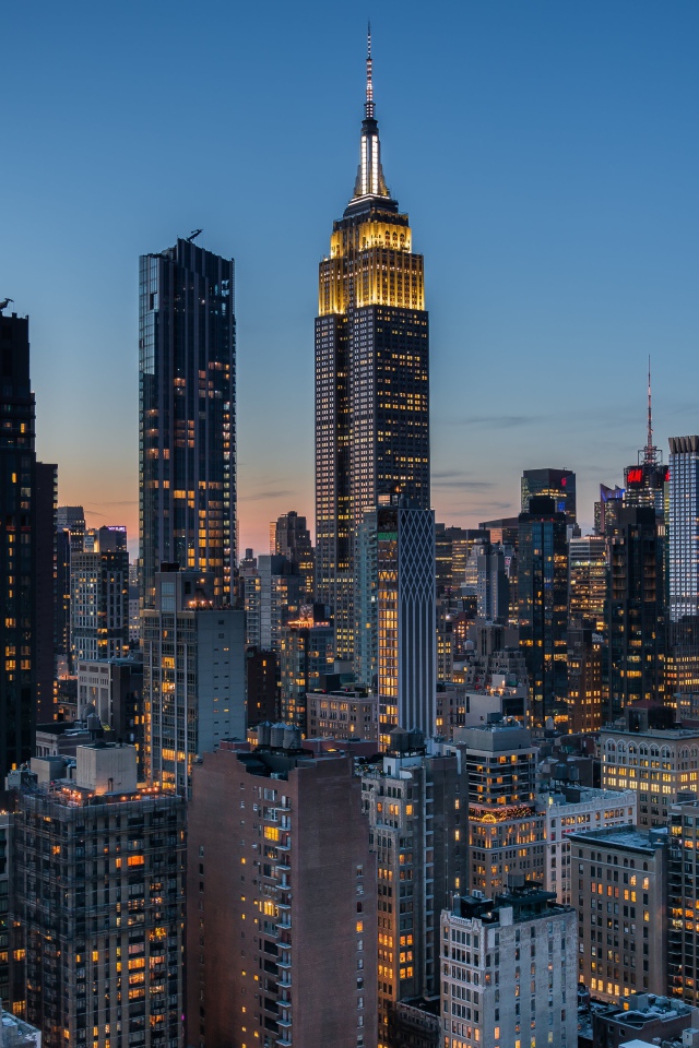 Красивые высокие небоскребы города Манхэттен, США