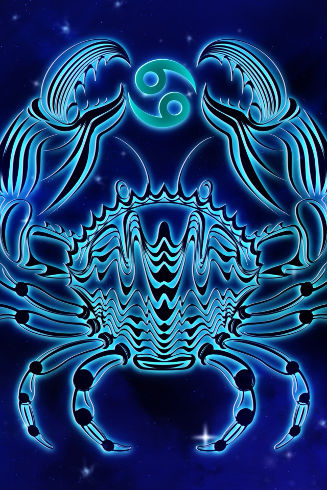 Beautiful zodiac sign Cancer on blue background