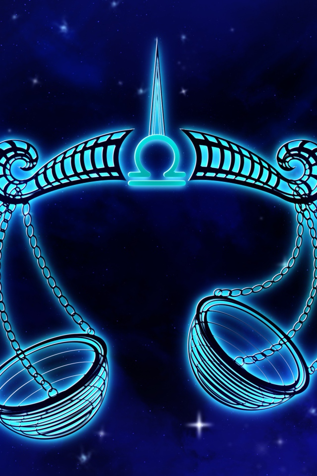 Красивый знак зодиака весы на синем фоне