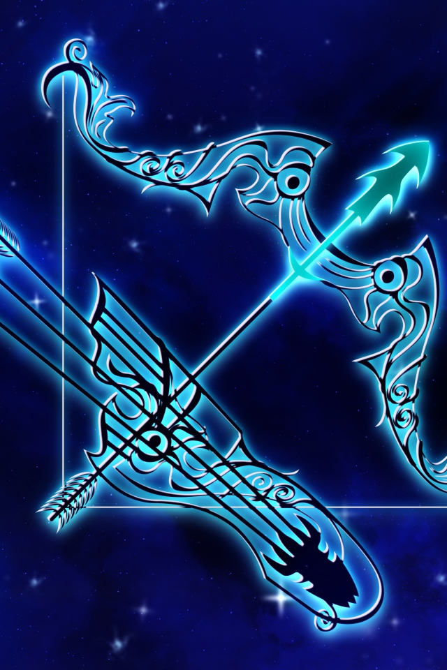 Красивый знак зодиака стрелец на синем фоне