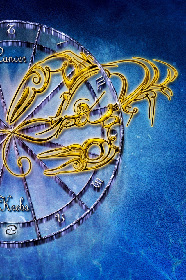Зодиакальный знак рак на голубом фоне