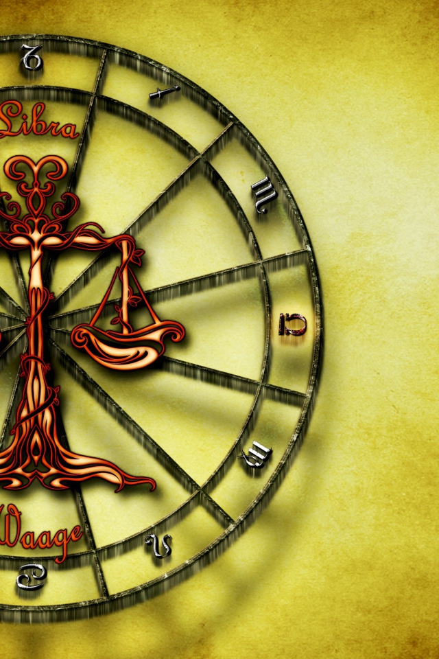 Знак зодиака весы на желтом фоне