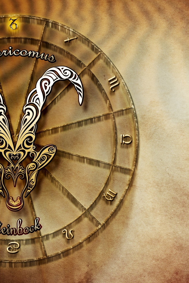 Зодиакальный знак козерог на оранжевом фоне