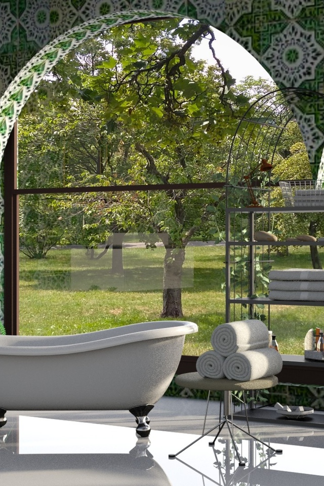 Красивая турецкая ванная с декоративной плиткой 