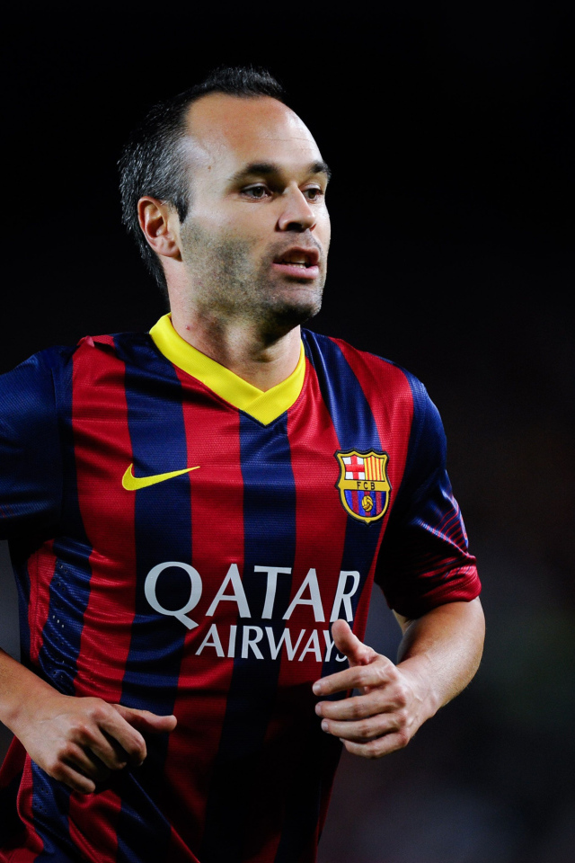 Испанский футболист Андрес Иньеста на поле