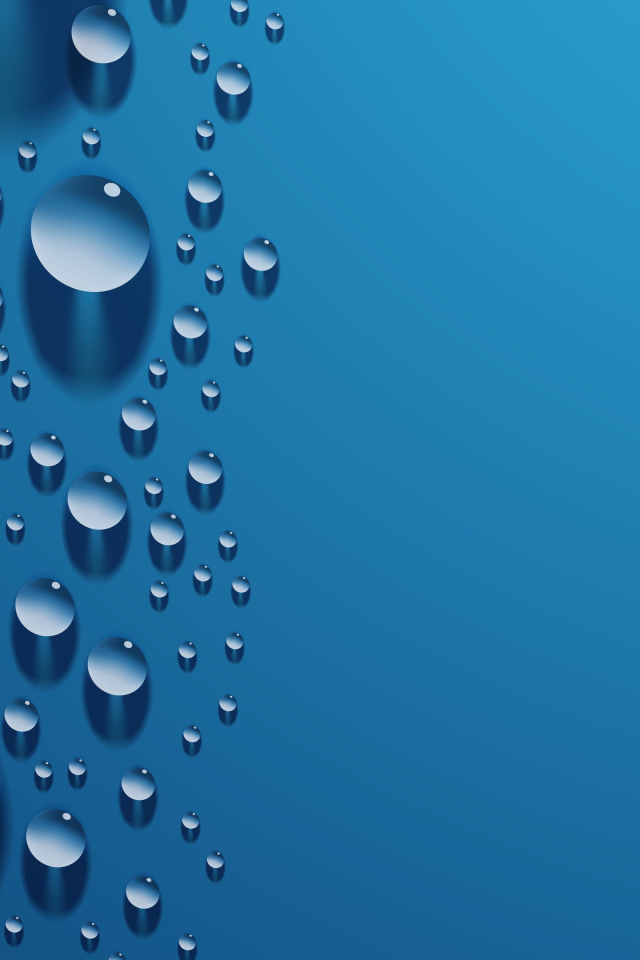 Капли 3д на голубой поверхности