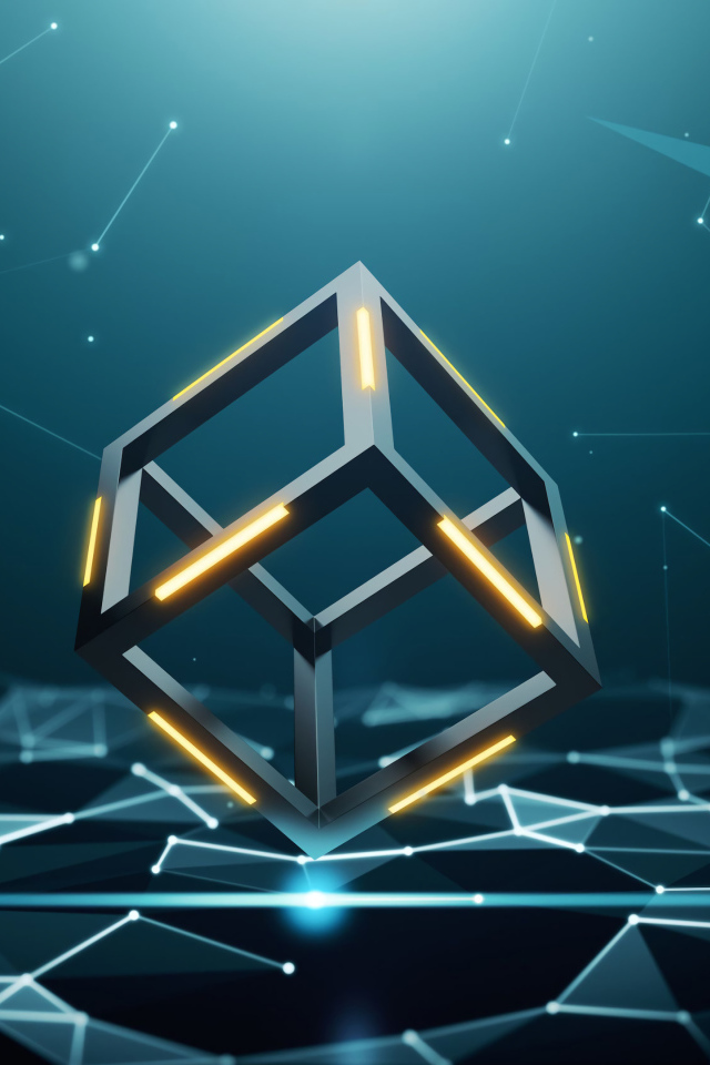 Куб 3д с созвездиями на черном фоне