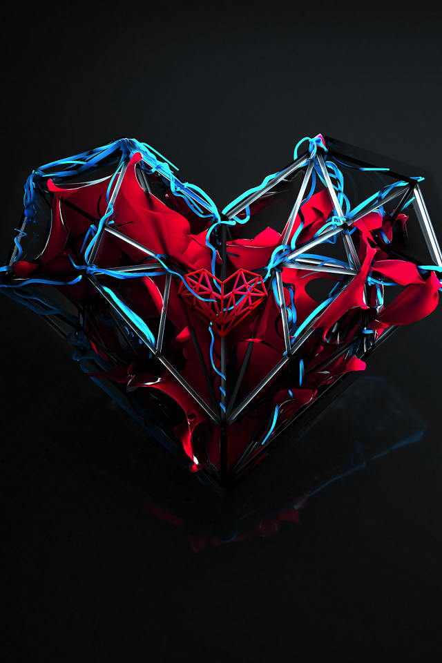 Абстрактное сердце на черном фоне