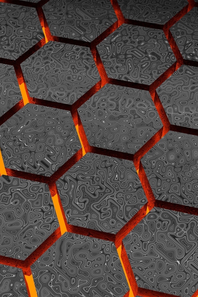 Абстрактные шестиугольники с лавой