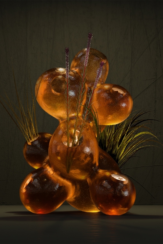 Абстрактный объект с зеленой травой