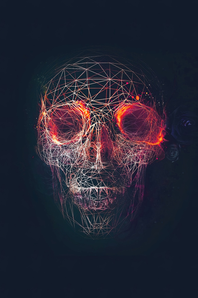 Абстрактный череп из паутины на черном фоне