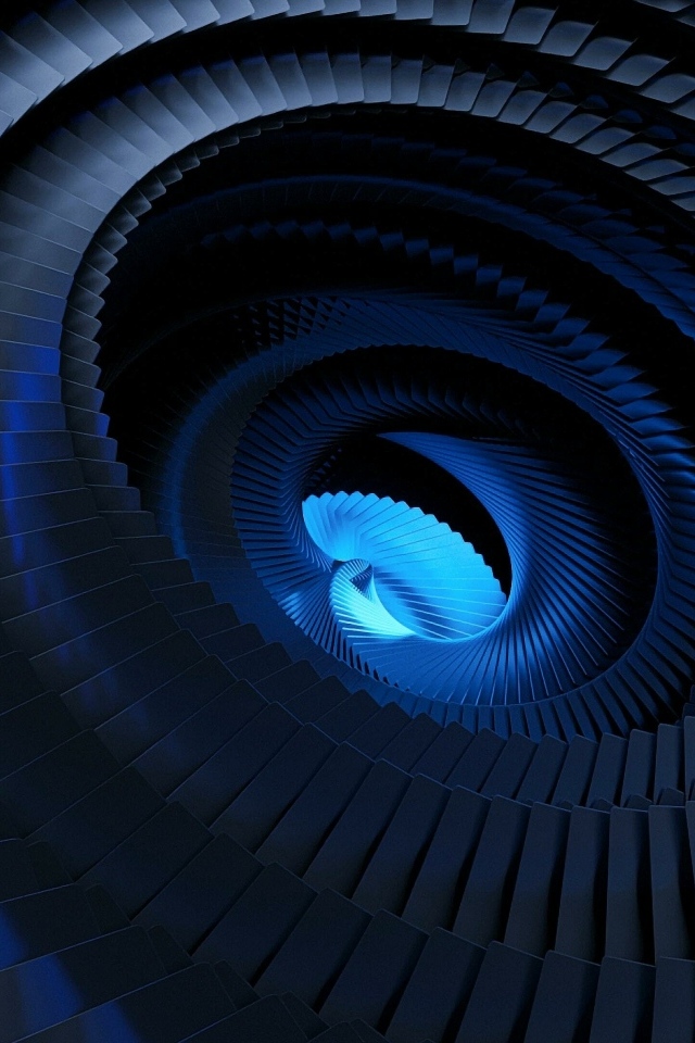 Черная абстрактная спираль с голубой серединой