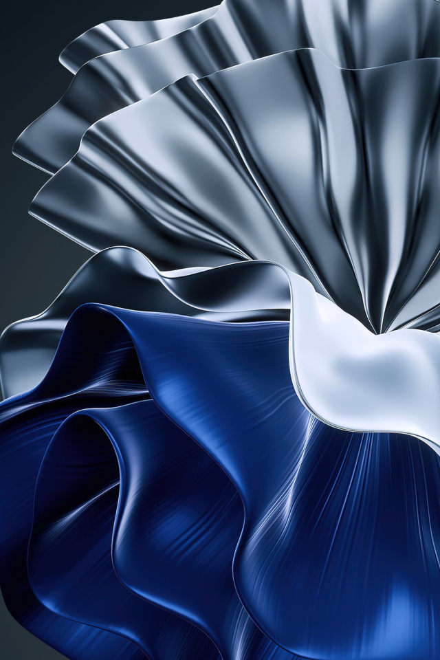 Синий и серебристый узор на сером фоне