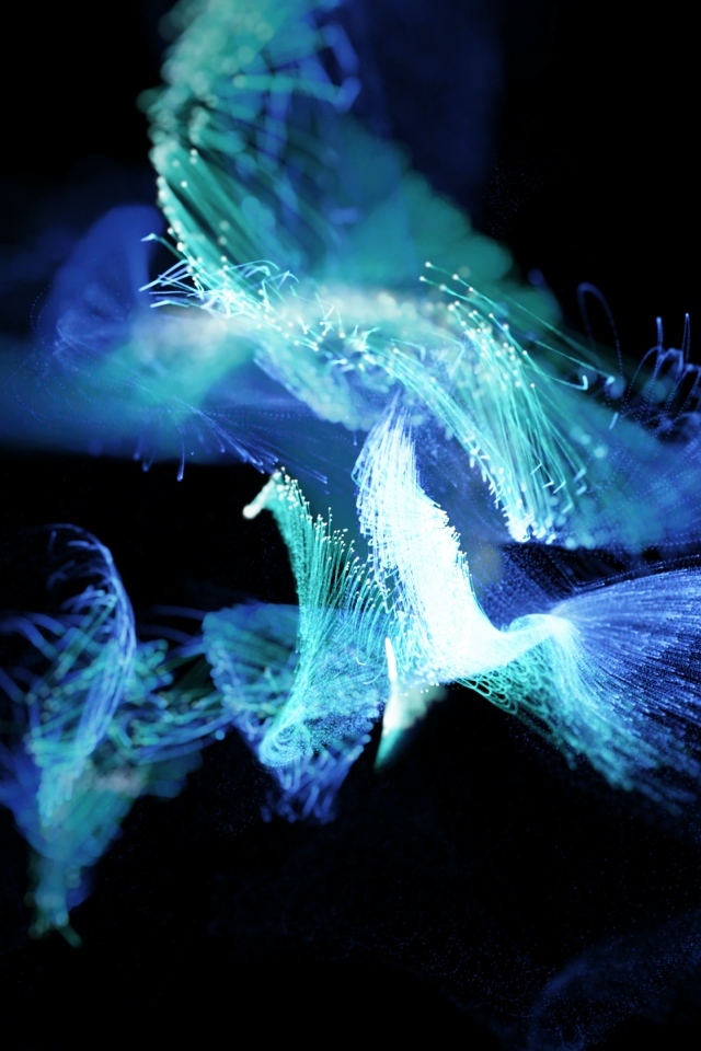 Голубые неоновые вспышки на черном фоне